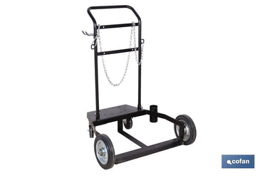Cofan – Carro Portabidones de Acero | Para Bidones de 205 L | Ruedas Antipinchazo y Cadena de Seguridad